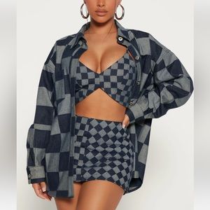 NWT Fashion Nova Checking You Out 3 Piece Set Denim Small